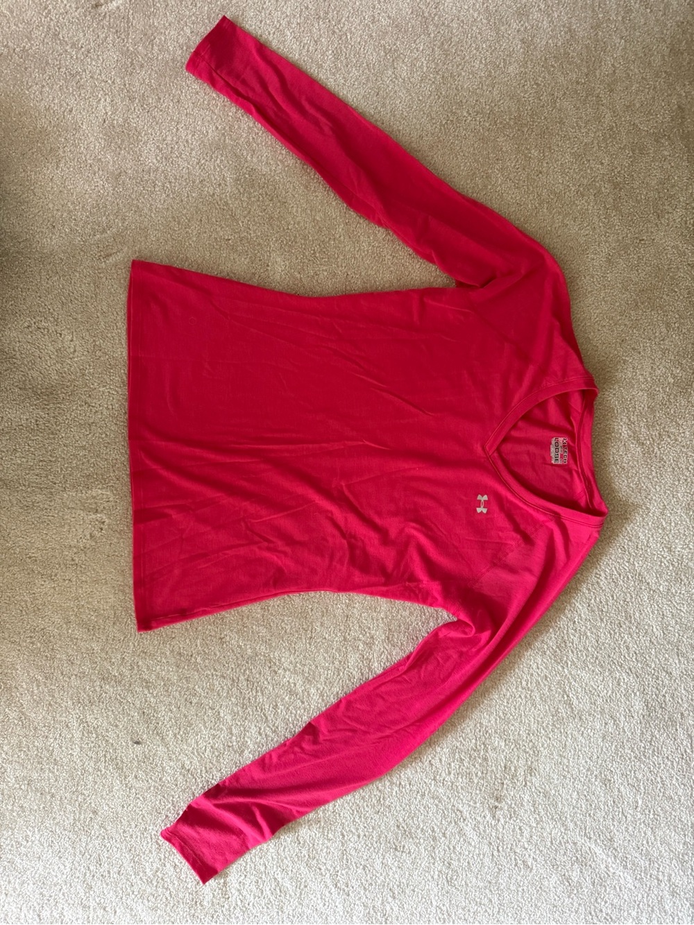 Under Armour Women's Hot Pink Long Sleeve V Neck Top